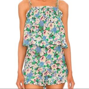 Ganni Multicolor Floral Smocked Top